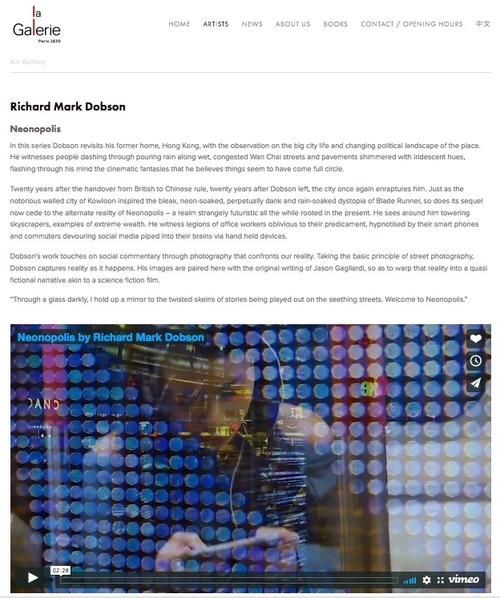 Richard Mark Dobson SOLO SHOW.  Neonopolis.  La Galerie Hong Kong